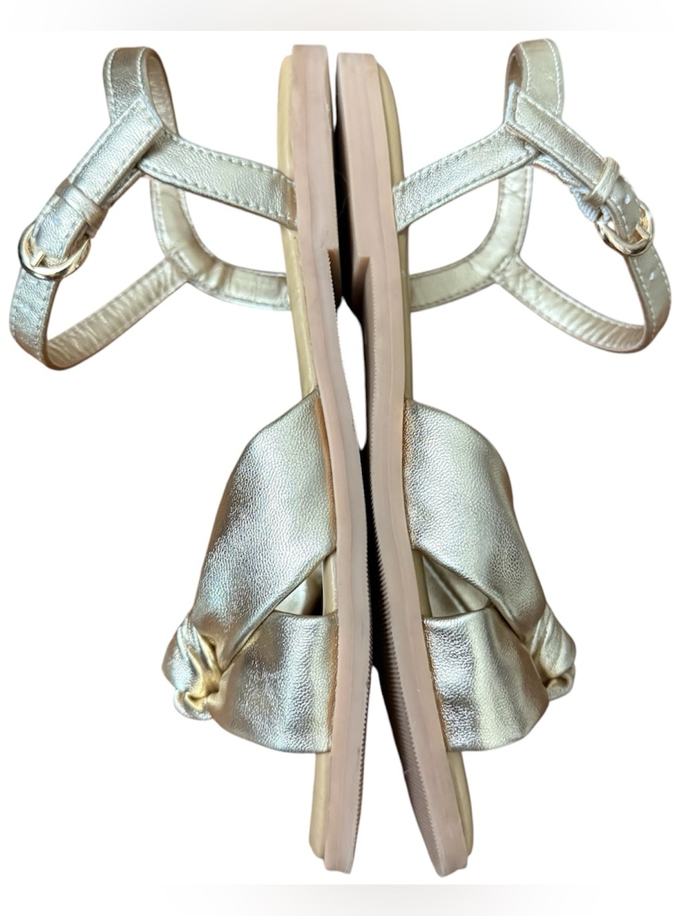 J.Crew Sandals Girls Size 2 Gold Knot Bow Metallic Dressy Summer Shoes - Picture 6 of 9